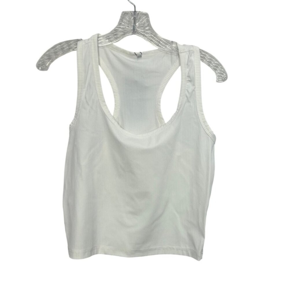 Ediors Ribbed Racerback Tank Top Womens‎ Large White New Summer Casual